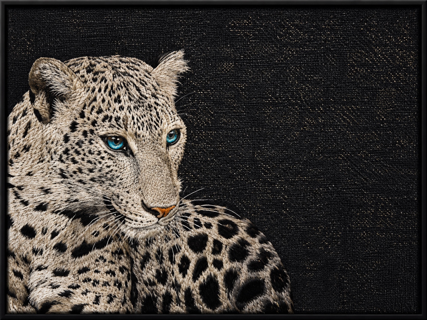 Snow Leopard animal textile artwork