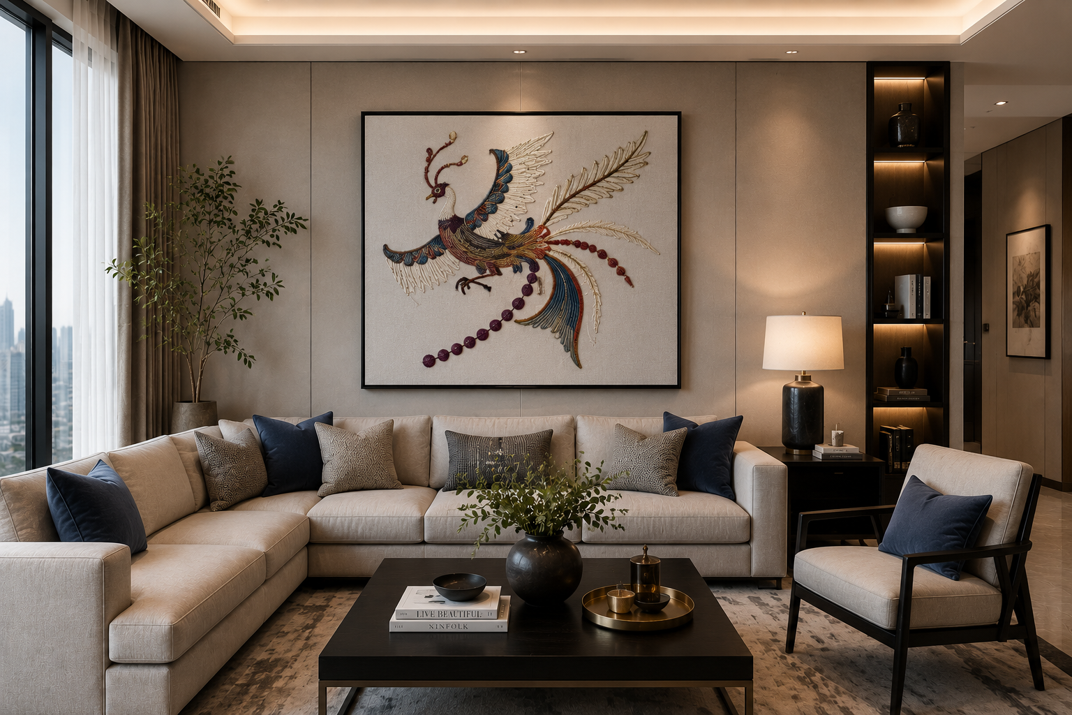 Maison Rivu textile art in a luxury residence