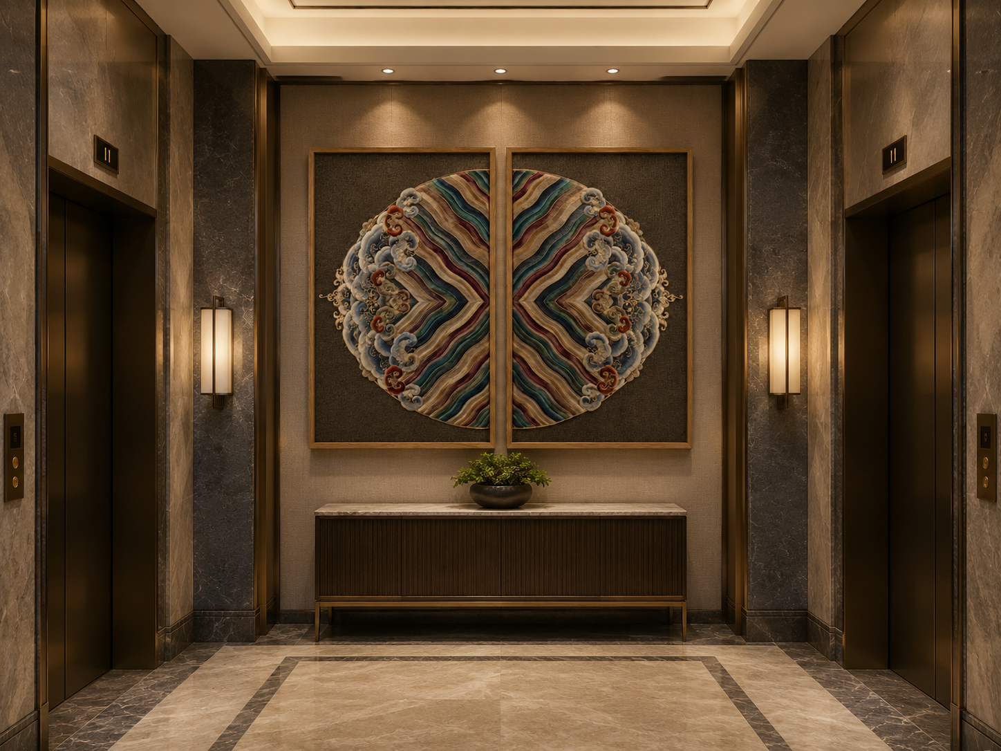 Elevator Lobby featuring Oriental Spirit Collection