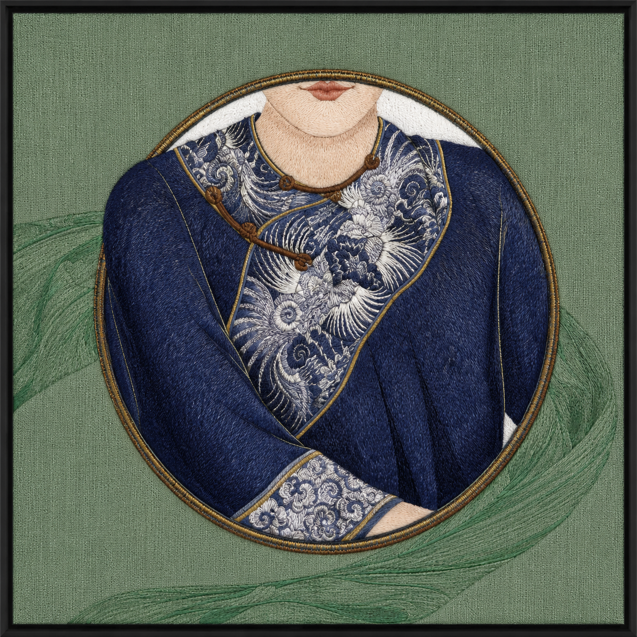 Close-up handcrafted embroidery texture