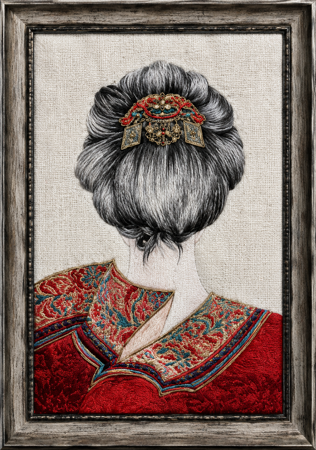 Oriental spirit textile artwork